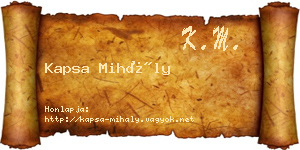 Kapsa Mihály névjegykártya